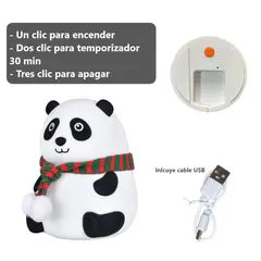 GENERICO - Lámpara de Oso Panda de Silicona Inalámbrica LED Nocturna