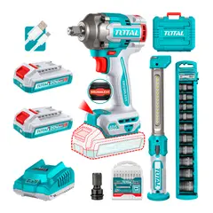 TOTAL TOOLS - Llave Impacto405nm+linterna 300l Con Cargbat Total Turquesa 5060 Hz