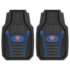 GENERICO - Piso Antideslizante SUPERMAN Original Negro Para Auto Camioneta 2pc