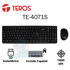 TEROS - COMBO INALAMBRICO TECLADO Y MOUSE TE-4071S NEGRO
