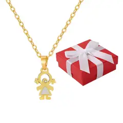 GENERICO - Collar Mujer Dije Niña Nácar Acero Dorado Regalo Mamá Cumpleaños