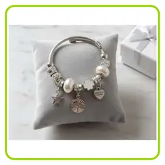 GENERICO - Pulsera Charms Ajustable Memories Plateado