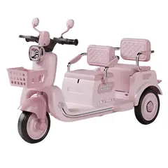 GENERICO - TRIMOTO VINTAGE a batería 12V- DOBLE ASIENTO CON CONTROL REMOTO