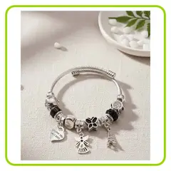 GENERICO - Pulsera Charms Ajustable Moments Plateado