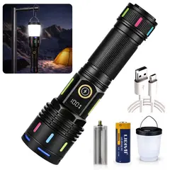 LIDIMI - Linterna LED Profesional 30W Largo Alcance 2000m con Zoom Telescópico