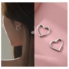 OEM - ARETES MUJER CORAZON ARGOLLAS ACERO INOXIDABLE HIPOALERGENICO x DIA DE LA MADRE