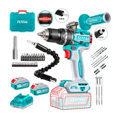 TOTAL - Taladro Percutor Brushless 20v 96Nm + 2 baterías 4.0ah + Full Set + Accesorios