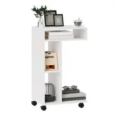 DIBA MUEBLES - Mesa Auxiliar con Ruedas Estela Blanco