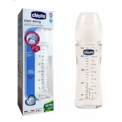 GENERICO - Biberón De Vidrio Con Tetina Silicona Chicco - Frasco 240 ML