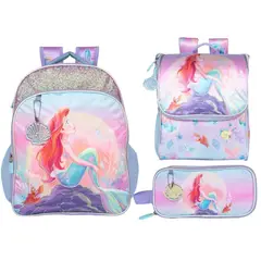 DISNEY CLASICOS - Pack Escolar Mochila Princesa Ariel La Sirenita Rosado Oficio