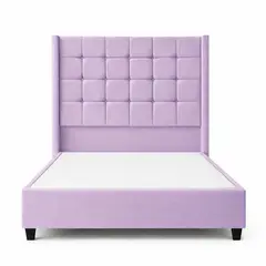 GENERICO - Cama Tapizada Confort Cubo Lila 2 Plazas