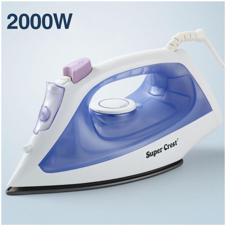 Plancha a Vapor Eléctrica Con Base Antiadherente Super Crest 2000W - Purpura