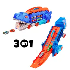 KIDS - Camión Transportador Dinosaurio 3 en 1 para Niños - Incluye 4 carritos