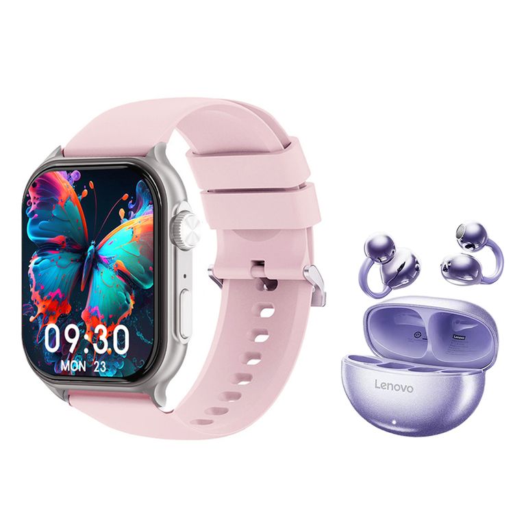 TA140 Audífonos-Morado y F101 P Reloj inteligente