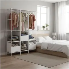 GENERICO - Ropero Colgador Multifuncional C3 Organizador de Ropa 3 Cuerpos 170x126x45cm - Blanco