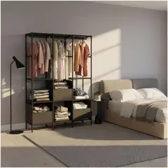 GENERICO - Ropero Colgador Multifuncional C3 Organizador de Ropa 3 Cuerpos 170x126x45cm - Negro