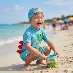 GENERICO - Ropa de Baño para Niño UV Dinosaurio Celeste de 1 Año para 6 Años