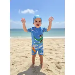 GENERICO - Ropa de Baño para Niño UV Dinosaurio Celeste de 1 Año para 6 Años