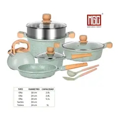 OEM - JUEGO DE OLLAS MGC DE 11 PIEZAS ROCA VOLCANICA