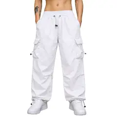 ENKI - Pantalón Cargo Oversized Hombre Tela Mojada Blanco Urbano