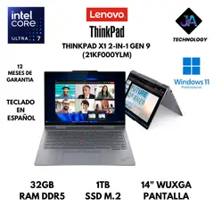LENOVO - LAPTOP THINKPAD X1 2 EN 1 CORE ULTRA 7 155U 32GB RAM 1TB SSD 14" WUXGA WINDOWS 11 PRO