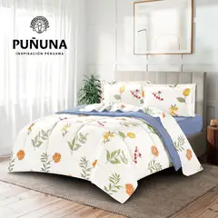 MINGDA - Set de Edredón + 2 Fundas + Set de Sabanas 5 Pz 100% Calidad