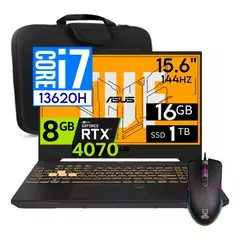ASUS - Laptop TUF Gaming F15 Core i7-13620H Nvidia 8GB RTX4070 RAM 16GB 1TB SSD 156″ FHD 144Hz