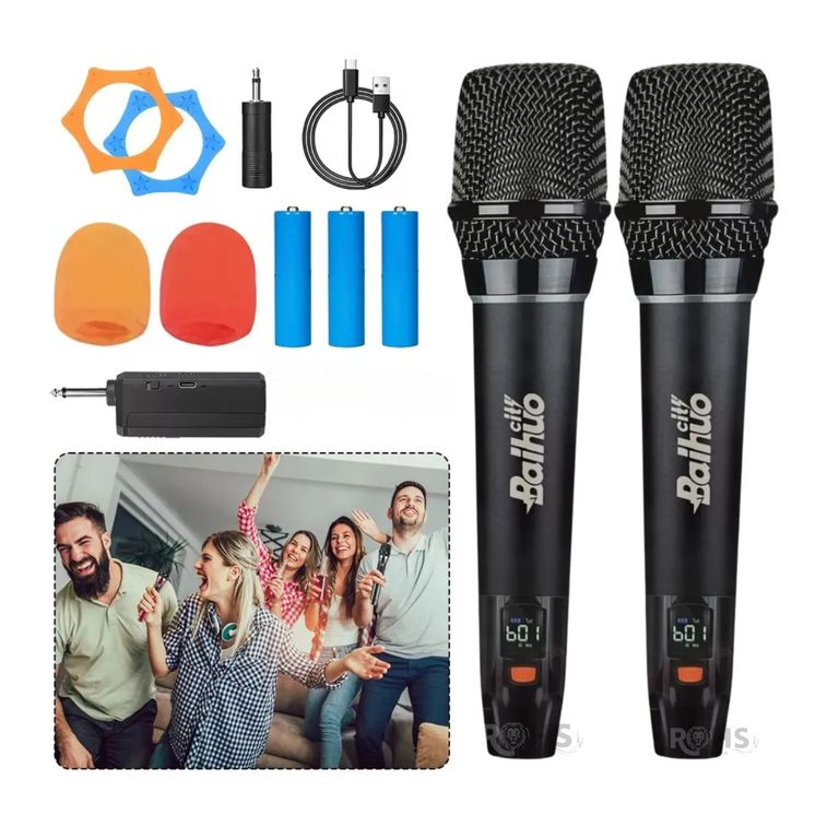 Micrófonos inalámbricos UHF profesionales Baihuo MY-7240 con DSP antruido, alcance 50 m