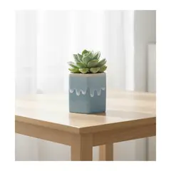 GENERICO - Maceta hexagonal de cerámica esmaltada - Celeste