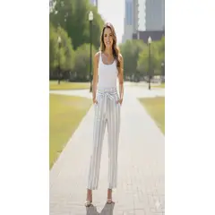 GENERICO - Pantalón palazzo lino para dama