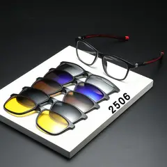 GENERICO - GAFAS DE SOL POLARIZADOS 5 EN 1, ROJO , ALTA CALIDAD TR90, CON CLIP MAGNETICO, PATILLAS AJUSTABLES