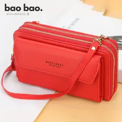 BAELLERRY - CARTERA PEQUEÑA PARA MUJER DE CUERO PU NEGRO ROSA CELESTE ROJO BANDOLERA