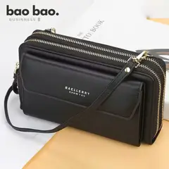 BAELLERRY - CARTERA PEQUEÑA PARA MUJER DE CUERO PU NEGRO ROSA CELESTE ROJO BANDOLERA