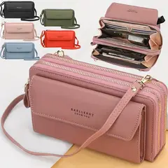 BAELLERRY - CARTERA PEQUEÑA PARA MUJER DE CUERO PU NEGRO ROSA CELESTE ROJO BANDOLERA