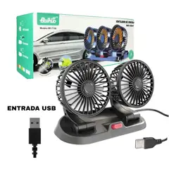 GENERICO - VENTILADOR PARA MOTO O AUTO 2 CABEZAS ENTRADA USB