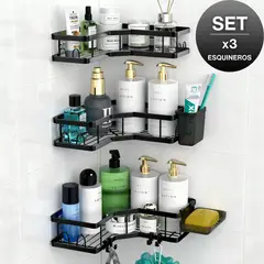 PREMIUM - Set X3 Estante Organizador De Baño y Ducha Con Adhesivo