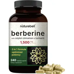 VITAMINA - Berberina de 1,500 mg con canela de Ceilán y raíz de cúrcuma, 240 cápsulas (Control de peso y metabolismo)