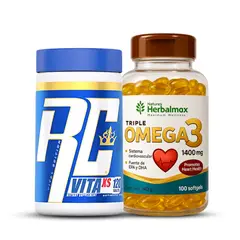 RONNIE COLEMAN - Vita XS Multivitamínico - 120 Tabletas + Omega 3 Herbalmax 1400 mg - 100 capsulas