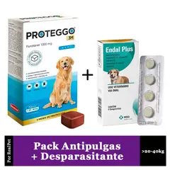 PROTEGGO - Antipulga 3M para Perros de 20 - 40 kg + Endal