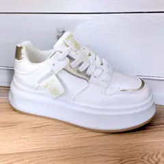 GENERICO - ZAPATILLA CON PLATAFORMA 4CM SAFIYA BLANCODORADO - V325