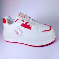 GENERICO - ZAPATILLA CON PLATAFORMA 4CM SAFIYA BLANCOROJO - V325