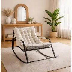 GENERICO - SILLA SILLÓN SOFÁ MECEDORA TERRAZA GRANDE Y AMPLIO COJÍN DOBLE CARA PARA TERRAZA JARDIN