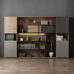 GENERICO - Vitrina Verona Moderna iluminada - Marrón y Negro