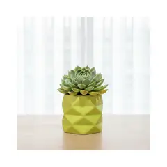 GENERICO - Maceta Pequeña Geométrica en Cerámica Verde Limón