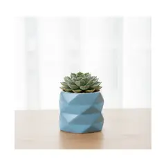 GENERICO - Maceta Pequeña Geométrica en Cerámica Celeste