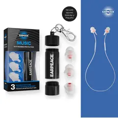 EAR PEACE - Tapones de Oìdo + Juego Filtros Antiruido de 17dB 20dB y 26dB + Cordón Sujetador - MUSIC ORIGINAL