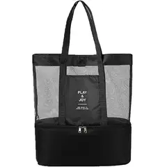 GENERICO - Bolso para Playa o Picnic Anti-Arena con Cooler Negro