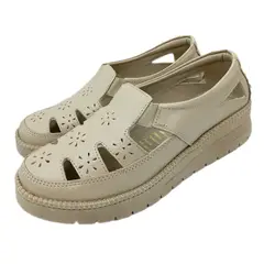 GENERICO - Sandalias con elástico en Cuero Guante con plataforma de 03cm