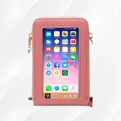 GENERICO - Bolso Porta celular Rosado 3 compartimientos y Tactil para celular