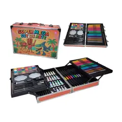 GENERICO - Kit de Dibujo y Pintura Infantil Tralalero - Juguete Didáctico Maletín de 132 Pzs